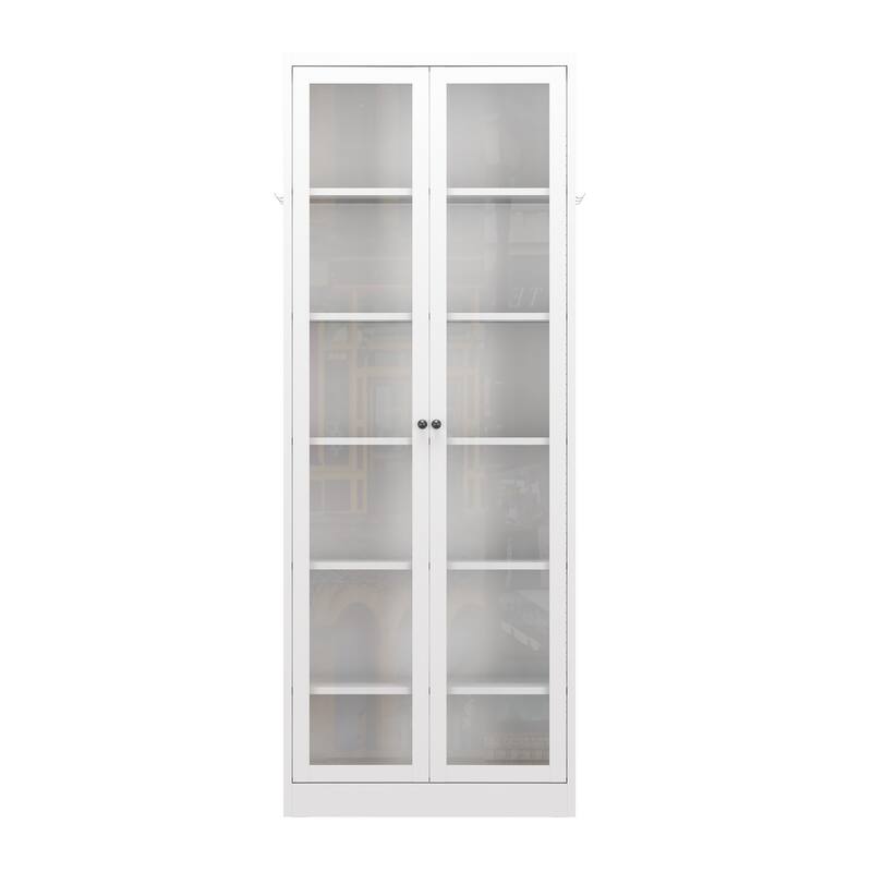 Metal Kitchen Pantry Cabinet-72" Tall Storage with 5 Adjustable Shelves, White Freestanding Cabinet