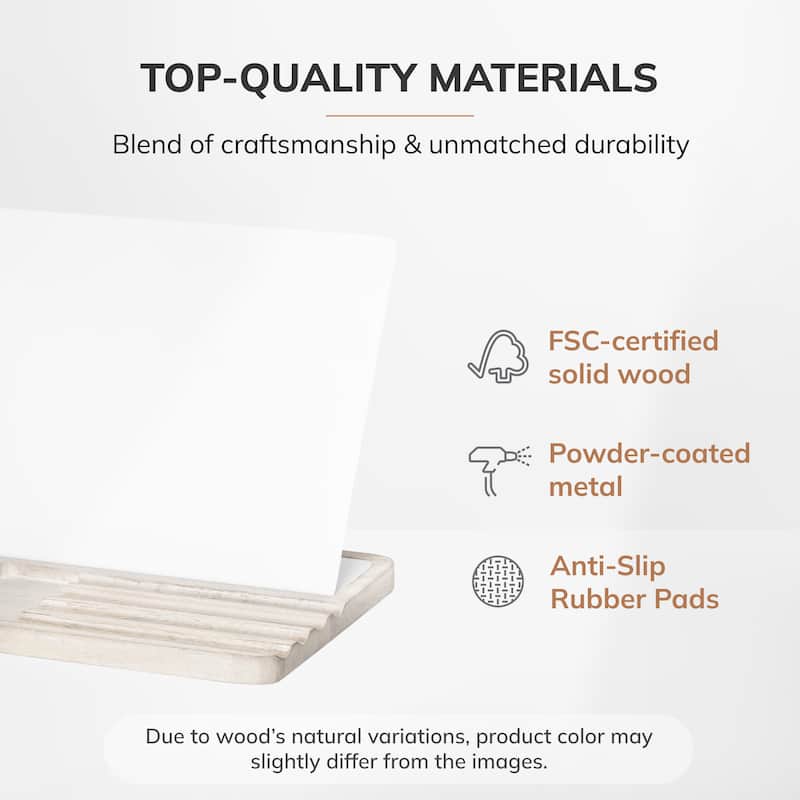 Jani Wooden Desk Organizer with Magnetic Whiteboard - Solid Wood, Hidden Storage & Anti-Skid Base for Home, Office & Workspaces