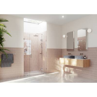 Glass Warehouse 47 in. W x 78 in. H Glass Hinged Pivot Frameless 3 Panel Inline Shower Door in