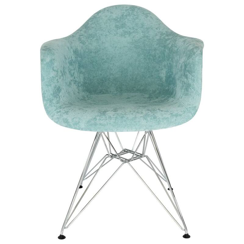Willow Velvet Accent Armchair with Eiffel Chrome Base Set of 2 by LeisureMod