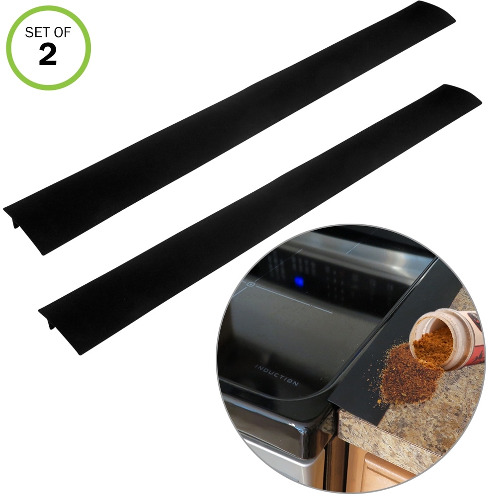 Evelots Stove Counter Gap Filler-Silicone-Spill-Crumb Guard-Washer-Clear-Set//2