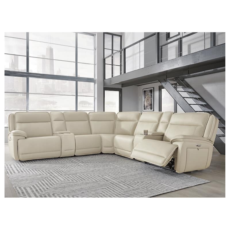Signature Design by Ashley Double Deal Beige 7-Piece Reclining Sectional with 2 Consoles - 136.75"W x 136.25"D x 42.5"H - Beige - Symmetrical