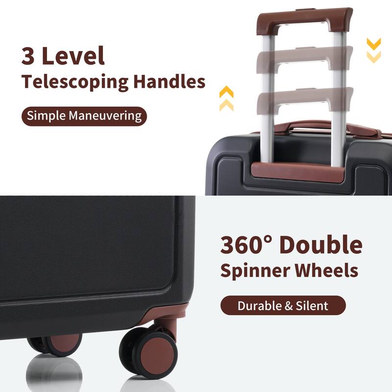 4 Piece ABS Expanable Spinner Wheels Lightweight Luggage Set w/TSA Lock and Compression Packing Cubes