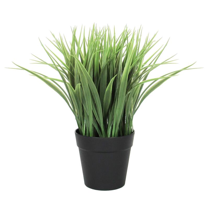 Set of 2 Artificial Wheat Grass Plant in Black Pot 10in - Green