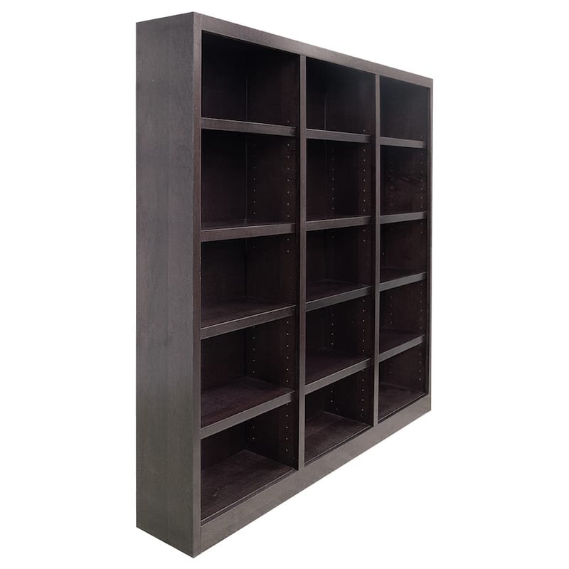 Concepts in Wood Triple Wide Wood Bookcase, 15 Shelf, 72 inch Tall