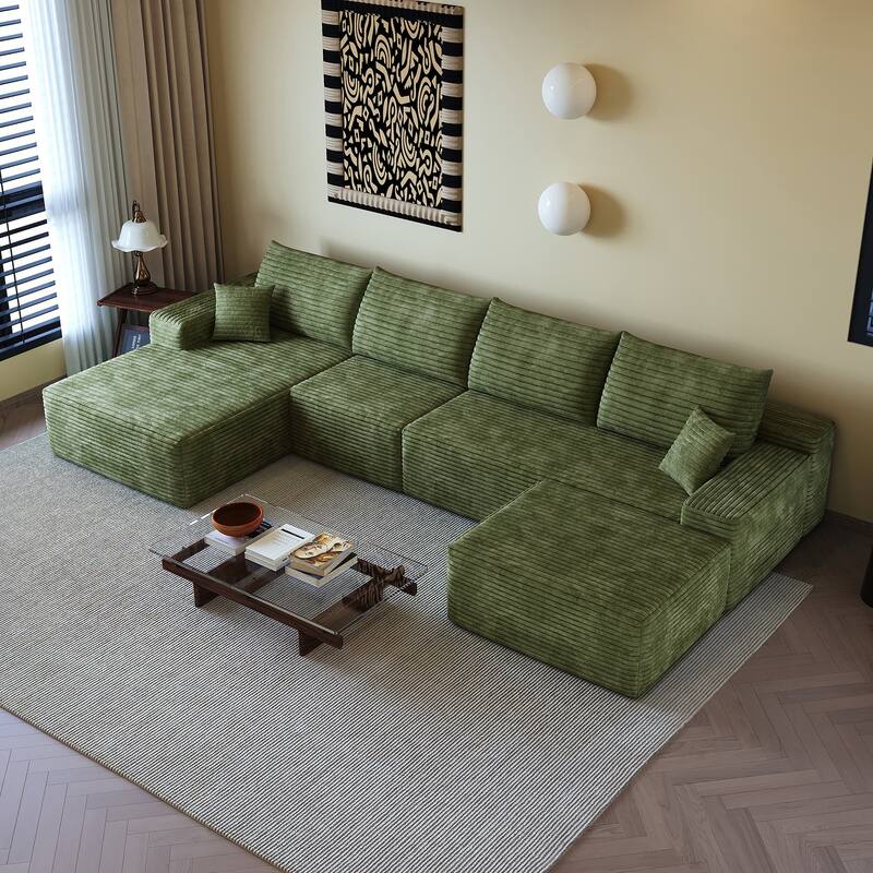 135-in Casual Green 4 -seater Left Reclining Sectional - 8' x 10'