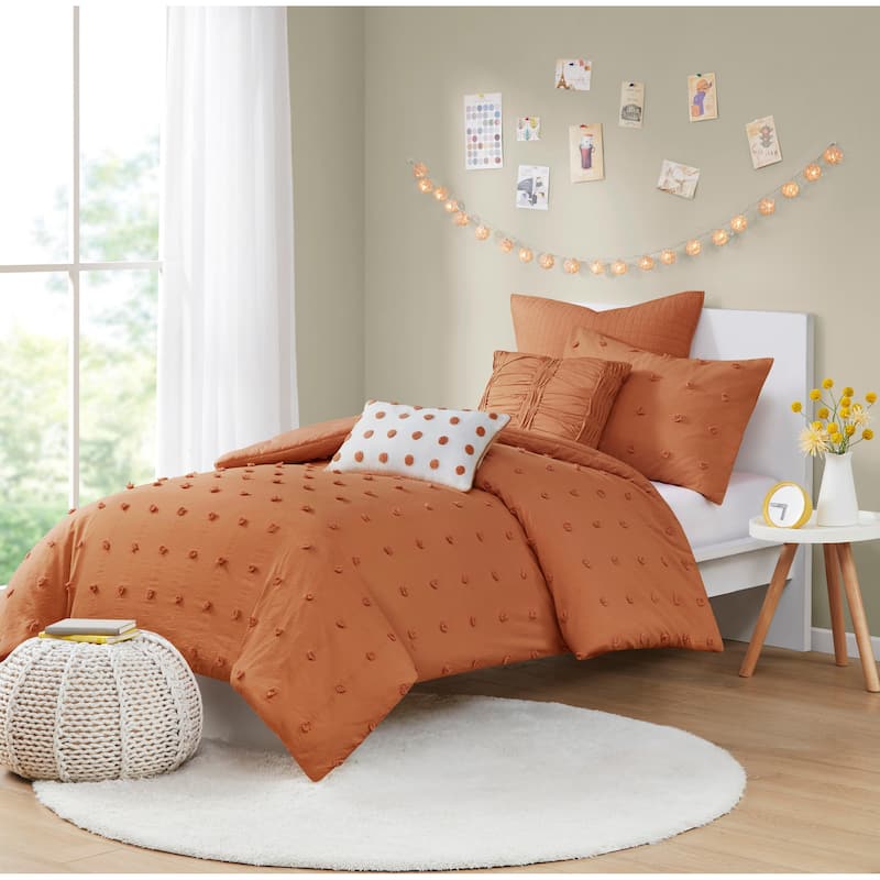 Intelligent Design Maize Cotton Jacquard Comforter Set with Euro Shams and Throw Pillows