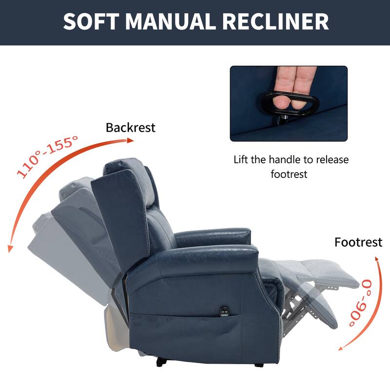 Faux Leather Recliner with 155 Degree Recline and 8 Vibration Nodes