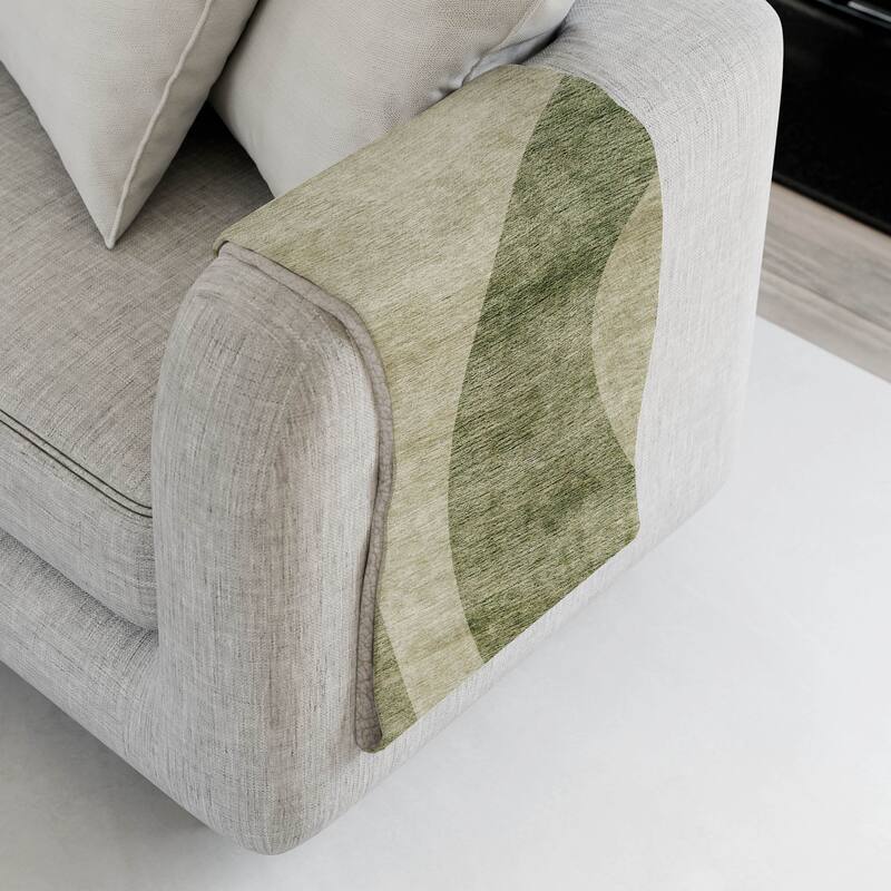 Premium Machine Washable Casual Contemporary Sherpa Throw Blanket - Beige - 4'2" x 5'10"