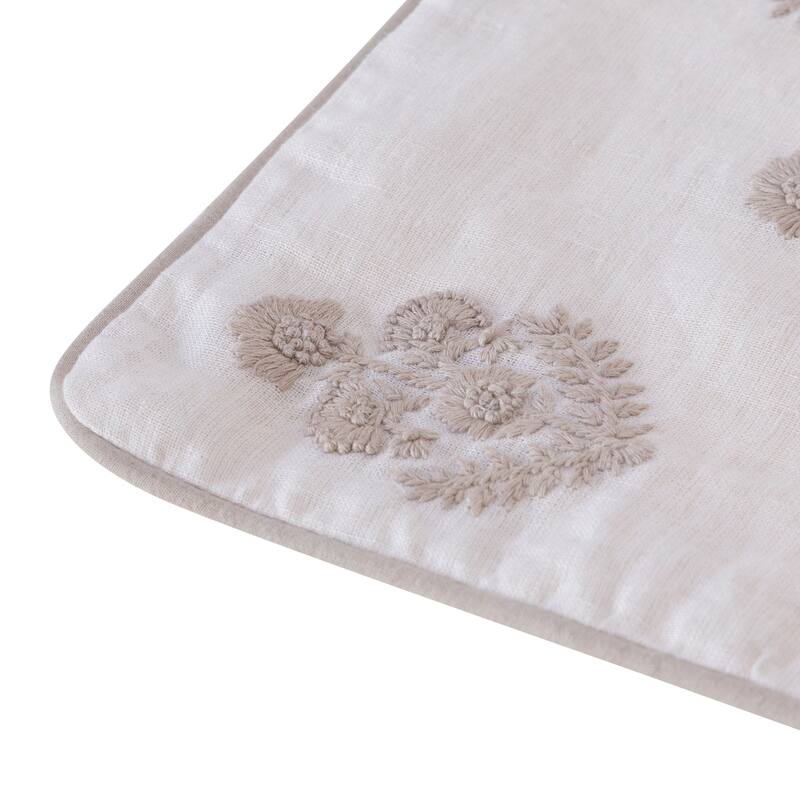 Handwoven Floral Damask Square Throw Pillow - 20" - Cream and Taupe