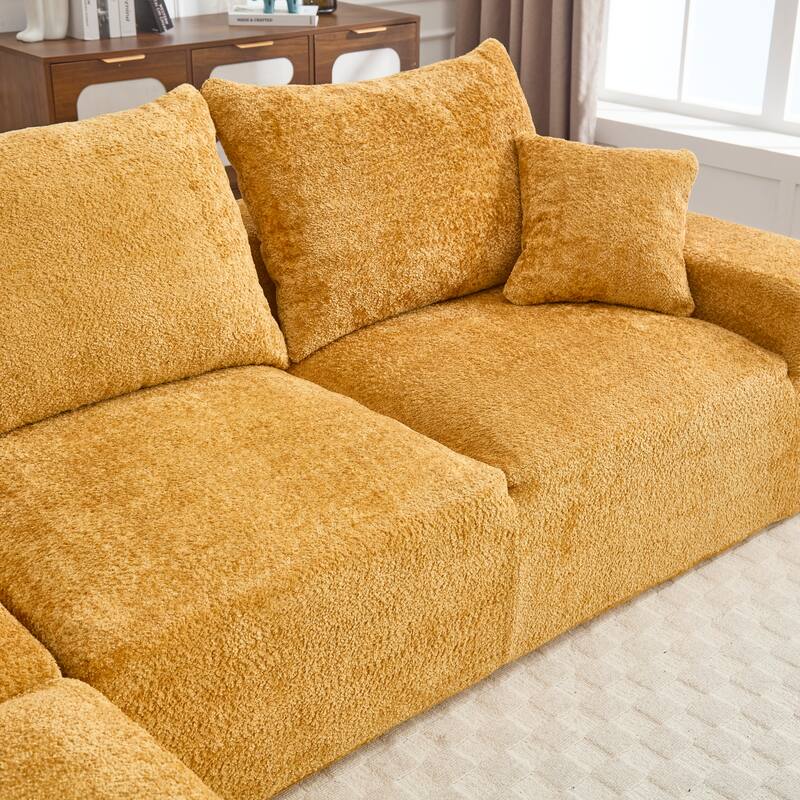 Floor Standing Chaise Lounge Couch L-shape Sectional Sofa with Ottoman