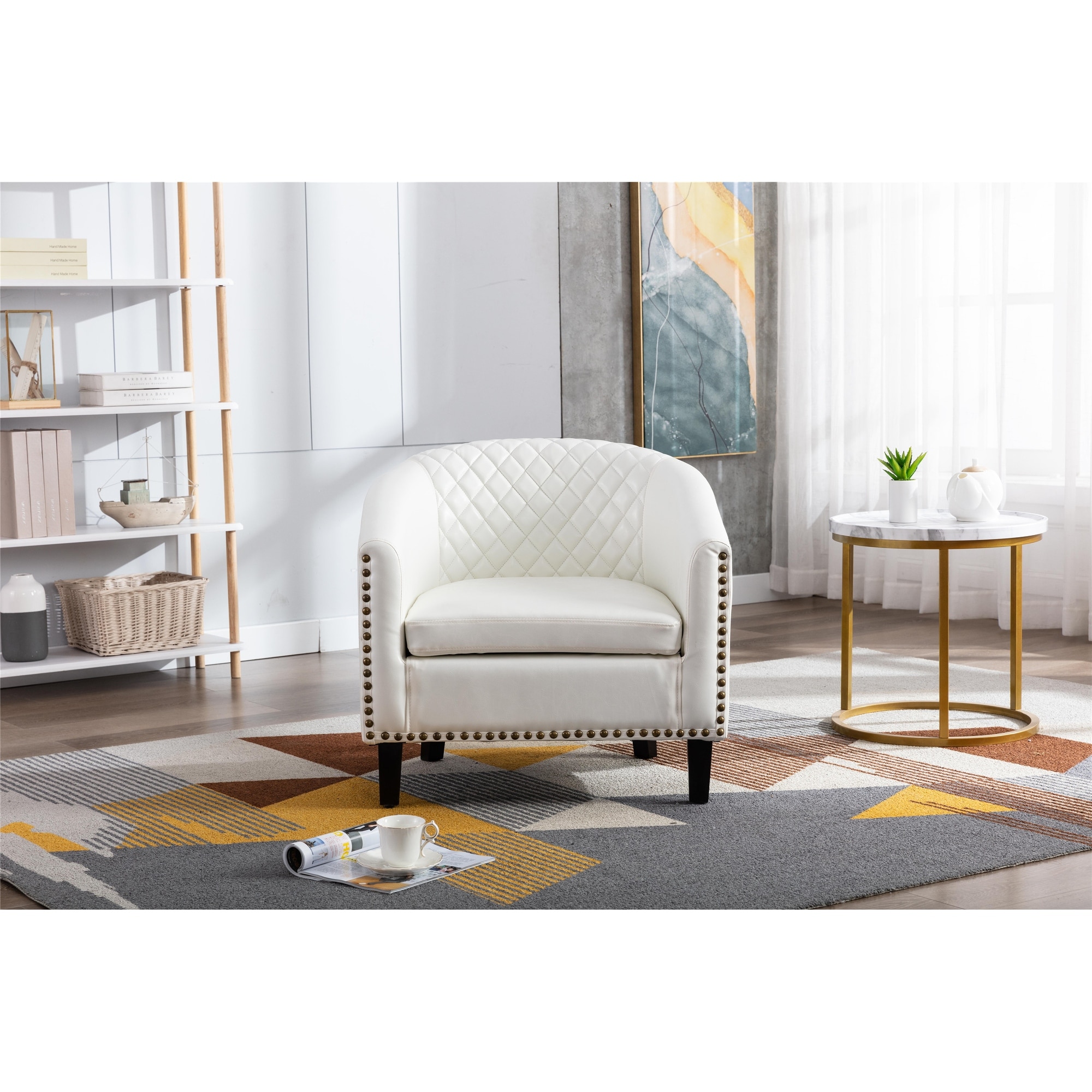 White barrel accent chair store