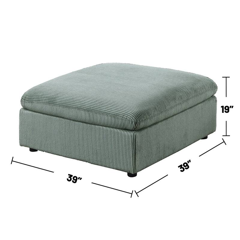 7 Piece Corduroy Upholstered Modular Sectional Sofa with Ottoman