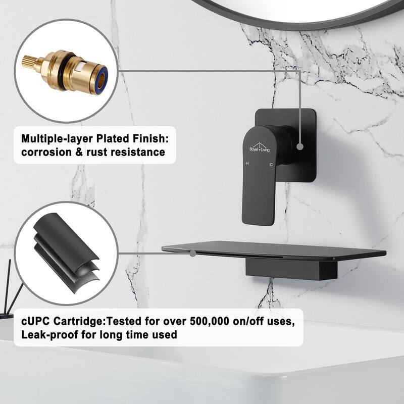 Waterfall Faucet 1-Handle Wall Mount Lavatory Faucet Mixer Tap