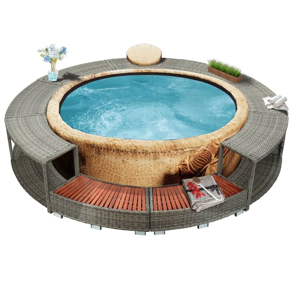 Shop Vidaxl Spa Surround Gray Poly Rattan Overstock 30618228