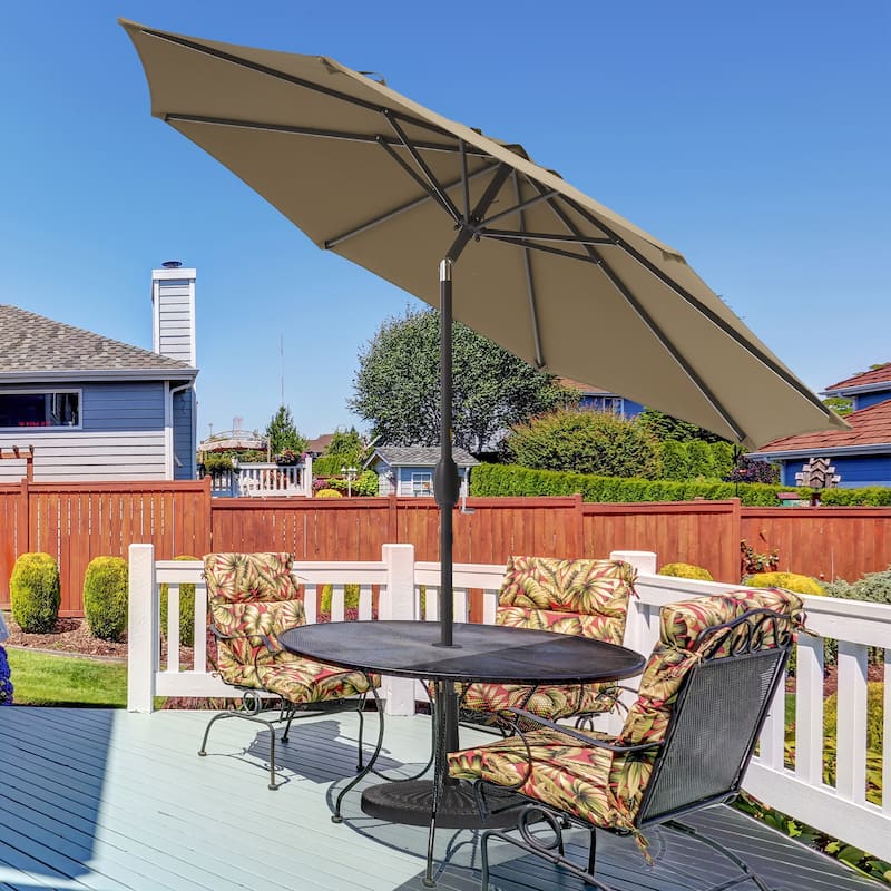 BONOSUKI 9ft Patio Umbrella,Outside Deck Table Umbrella,w/Tilt Crank