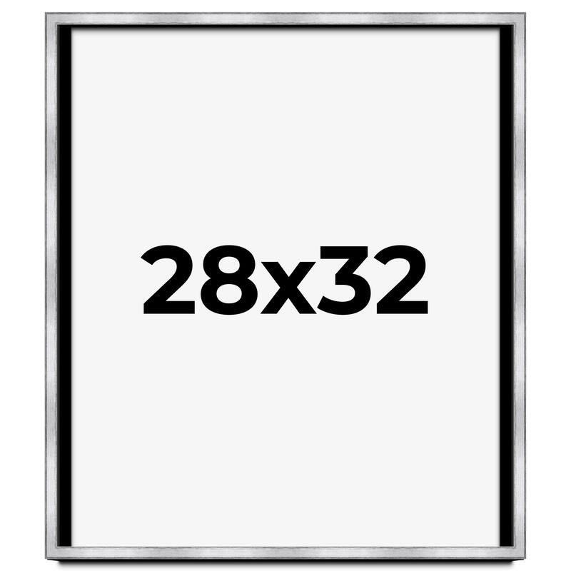 28x32 Shadow Box Frame Silver | 1.375 Inches Deep Real Wood