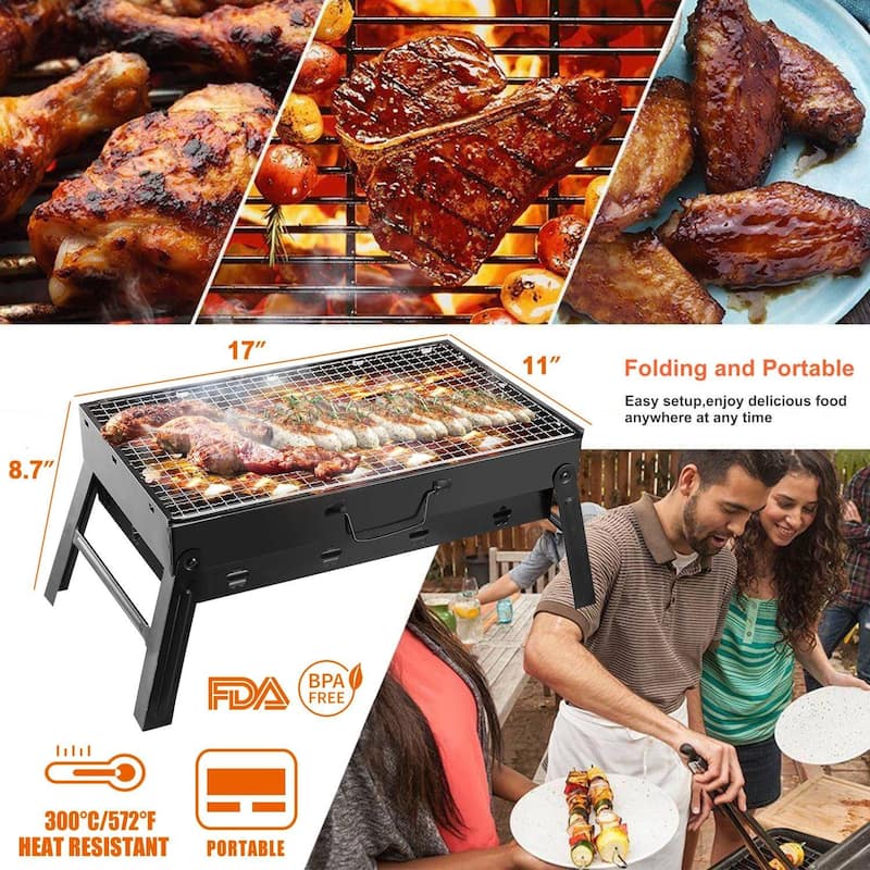 Portable BBQ Grill Foldable Charcoal Grill Lightweight Smoker Grill
