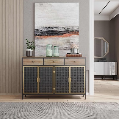 Modern Buffets Sideboard with Top Drawers, Freestanding Sideboard Storage Cabinet