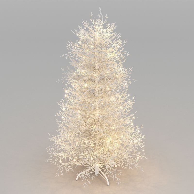 6FT Pre-lit Artificial Christmas Tree, Hinged Xmas Tree 623 Snow Flocked Branch Tips, 420 Warm Yellow LED Lights