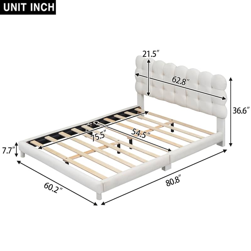 Upholstered Platform Bed with Soft Headboard