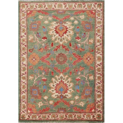 Green Floral Kazak Oriental Accent Foyer Rug Hand-Knotted Wool Carpet - 2'0"x 3'0"