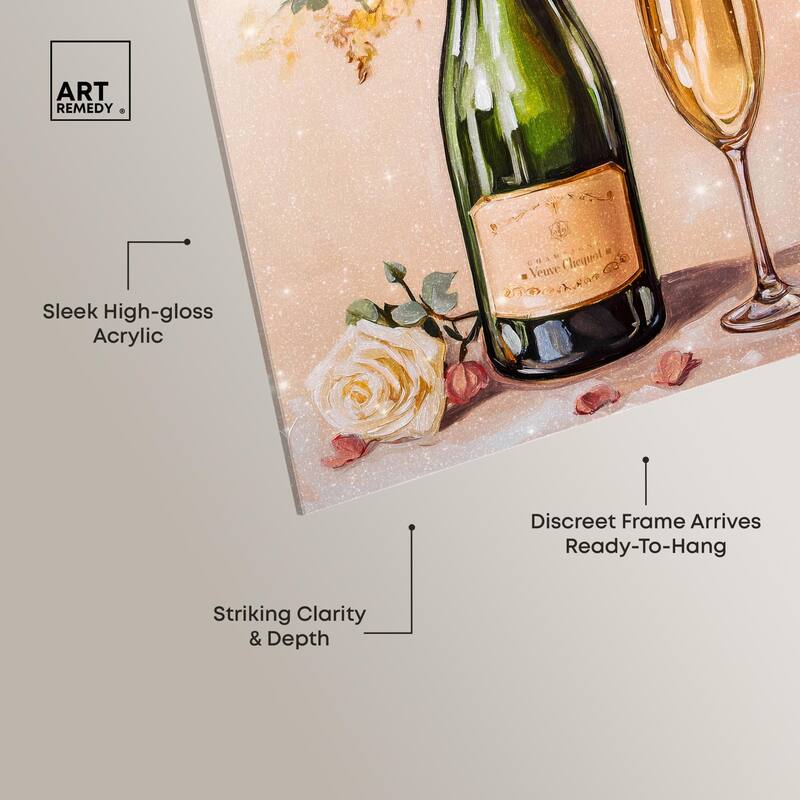 Blooming Champagne Vase Acrylic by Art Remedy, Ready to Hang
