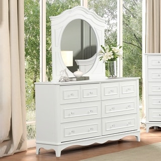 Furniture of America Lindsey Traditional White Wood 6-Drawer 2-Piece Dresser and Mirror Set