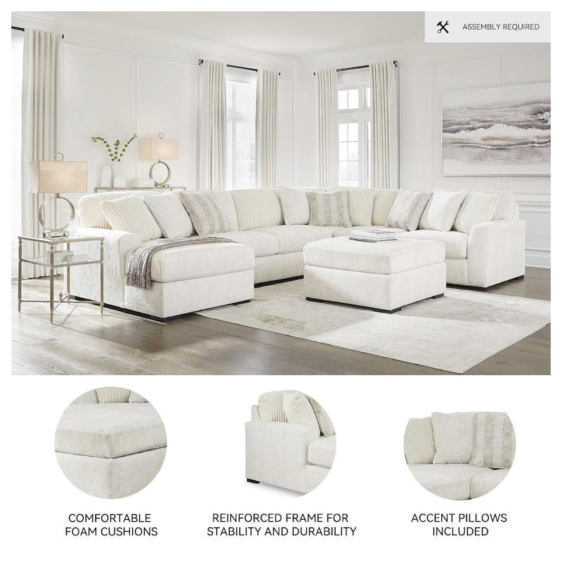 Signature Design by Ashley Chessington Ivory 4-Piece Sectional with Chaise - 152"W x 106"D x 40"H