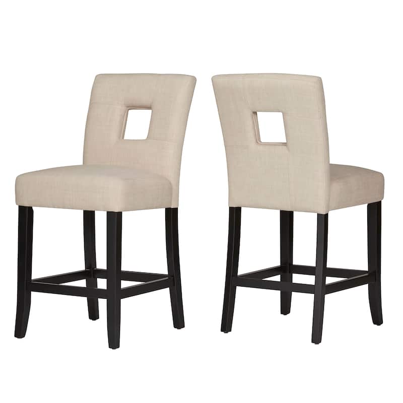 Mendoza Keyhole Counter Height Back Stool (Set of 2) by iNSPIRE Q Bold - Beige- Linen