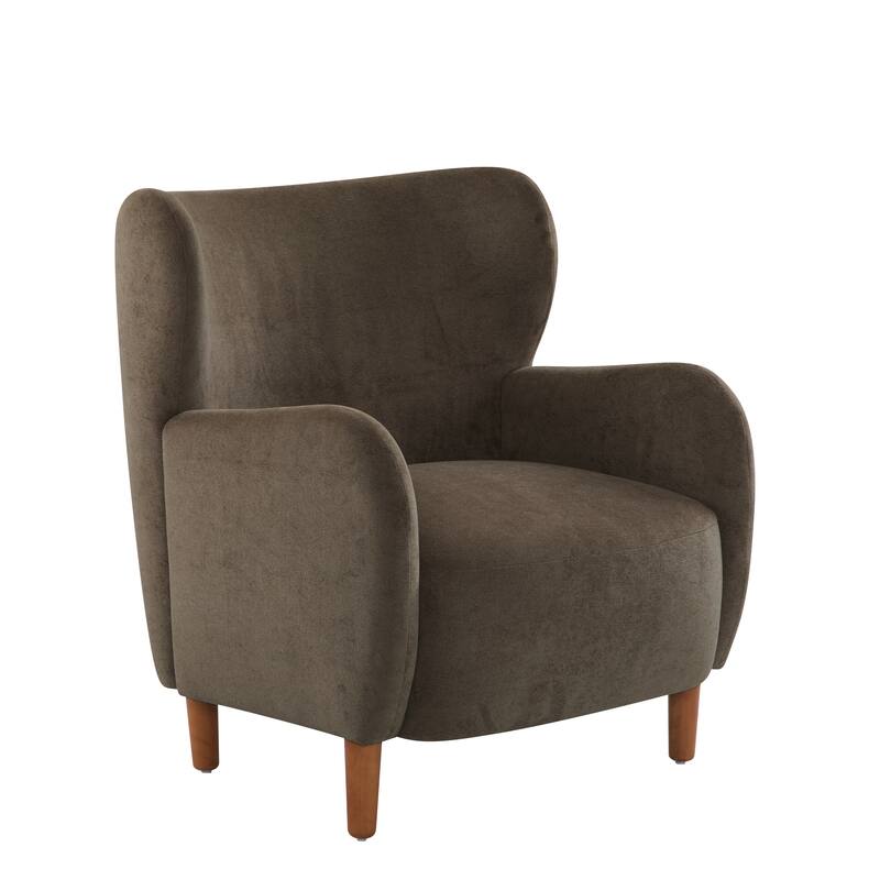 Roomfitters Upholstered Wingback Club Chair, Modern Accent Lounge Armchair, Dark Brown