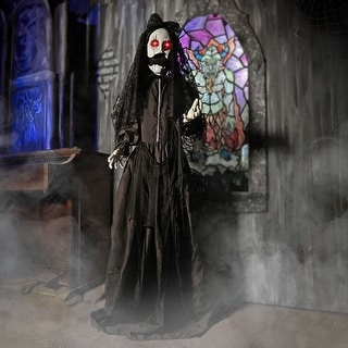 Haunted Hill Farm Lifesize Animatronic Demon Bride with Lights and Sound, Indoor/Covered Outdoor Halloween Decoration