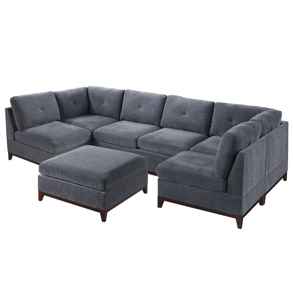7 Piece Chenille Fabric Modular Sofa Set