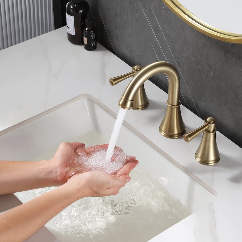 Solid Brass Widespread 2-Handles Bathroom Faucet