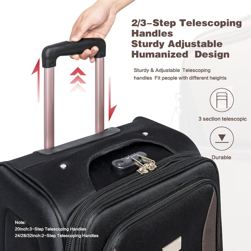 SoftshellLuggage Expandable 4 Piece Set Suitcase Softside Lightweight Luggage Travel Set