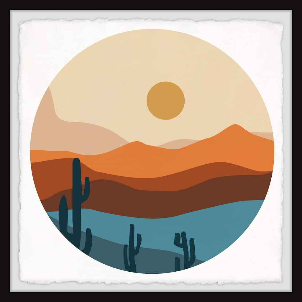 'Cactus on Cliffside' Framed Painting Print