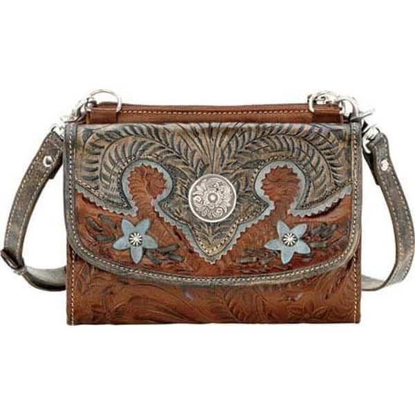 American West Women S Desert Wildflower Small Cross Body Bag Wallet Antique Brown Distressedcharcoal Sky Blue American West Women S Desert Wildflower Small Cross Body Bag Wallet Antique Brown Distressedcharcoal Sky Blue