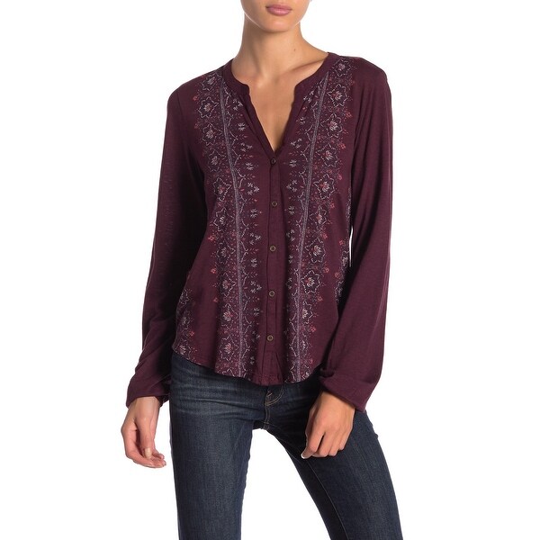 lucky brand women's embroidered top