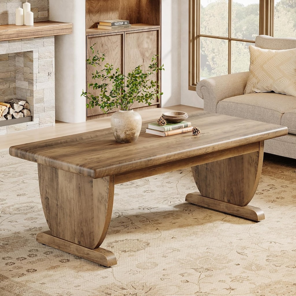47.24-Inch Rectangle Coffee Table, Large Low Cocktail Tea Table