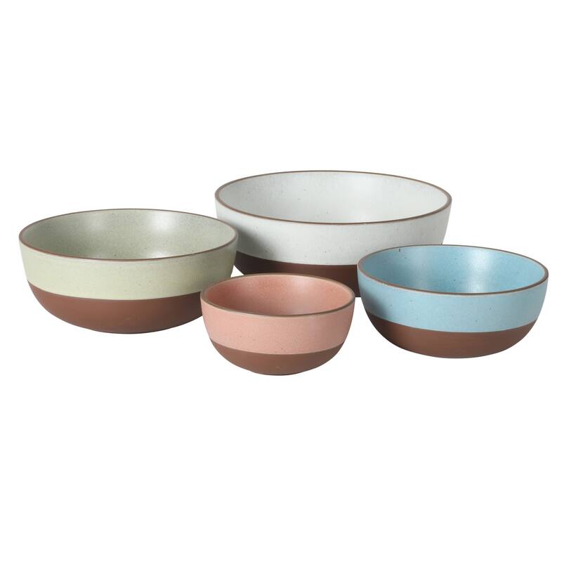 Gibson Elite William Crest 4 Piece Nesting Bowl Set, Stoneware Reactive Glaze, 5", 6.25", 7.5", 9", Prep & Serving Bowls - Multi-Color