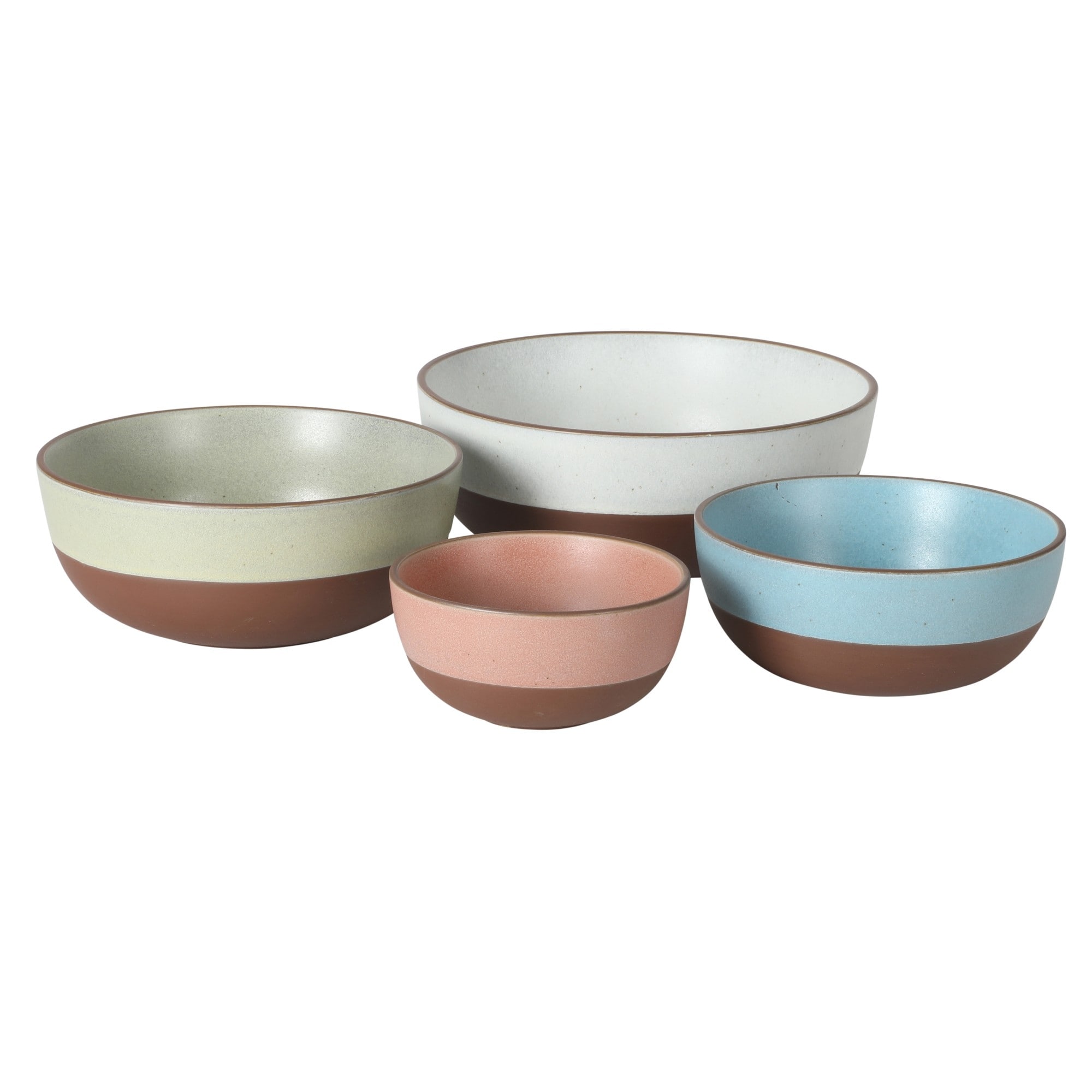Gibson Elite William Crest 4 Piece Nesting Bowl Set, Stoneware Reactive Glaze, 5", 6.25", 7.5", 9", Prep & Serving Bowls