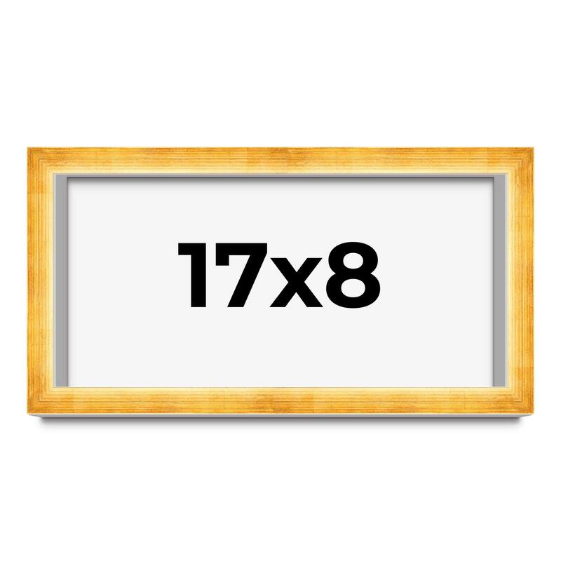 17x8 Shadow Box Frame Gold | 1.625 Inches Deep Real Wood Traditional