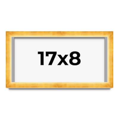 17x8 Shadow Box Frame Gold | 1.625 Inches Deep Real Wood Traditional