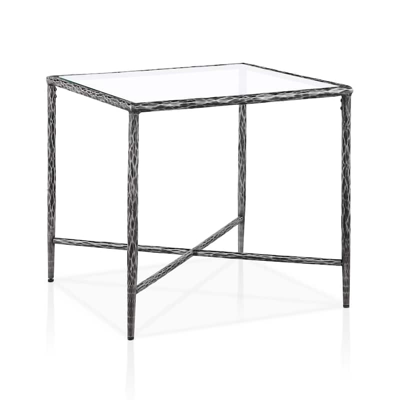 247 Shop At Home Lalia Modern Textured Metal X-Brace End Table