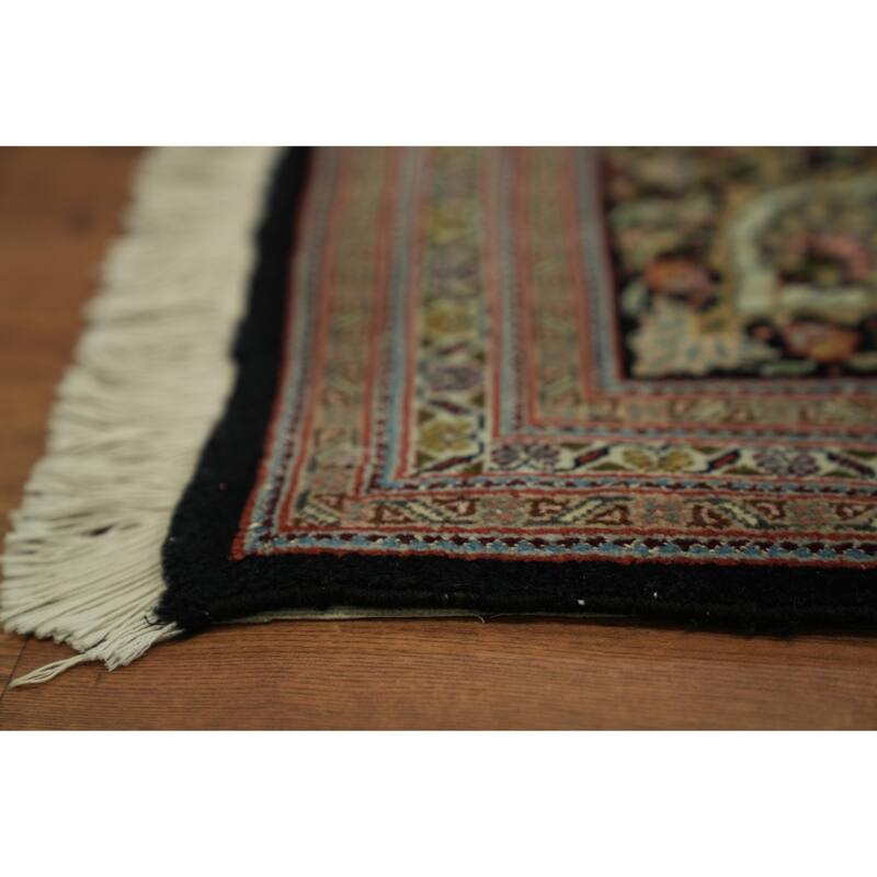 Hand Knotted Oriental 100% Wool Carpet Traditional Geometric Black Tabriz-Mahi Area Rug - 10' 2'' X 6' 7''