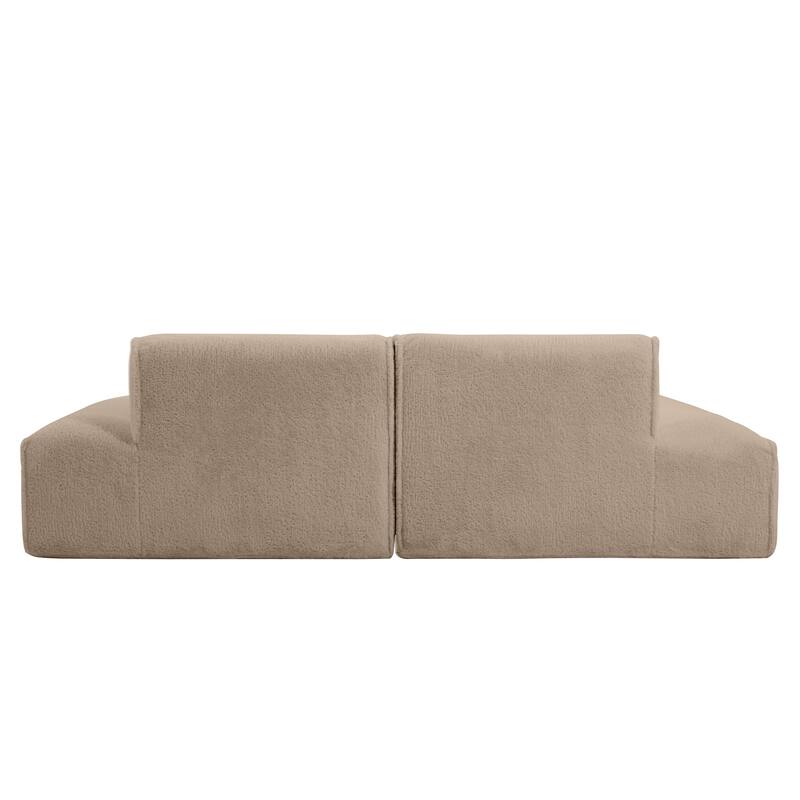 90" Plush Fabric Modular Sectional Sofa with High-Density Foam & Pocket Springs,and 2-Piece Fully Compressed Design