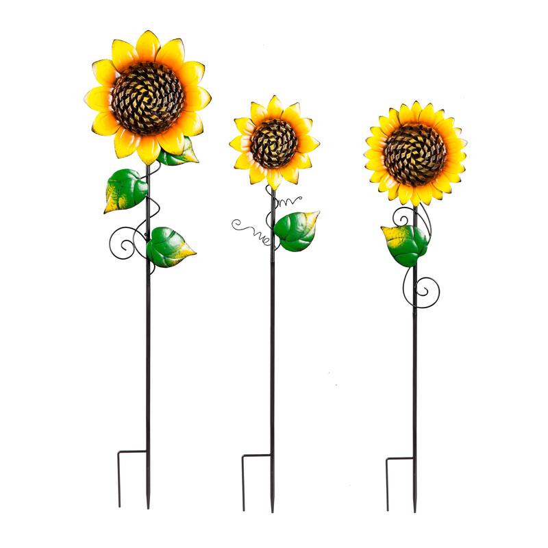 Radiant Sunflower Garden Stake, Set of 3