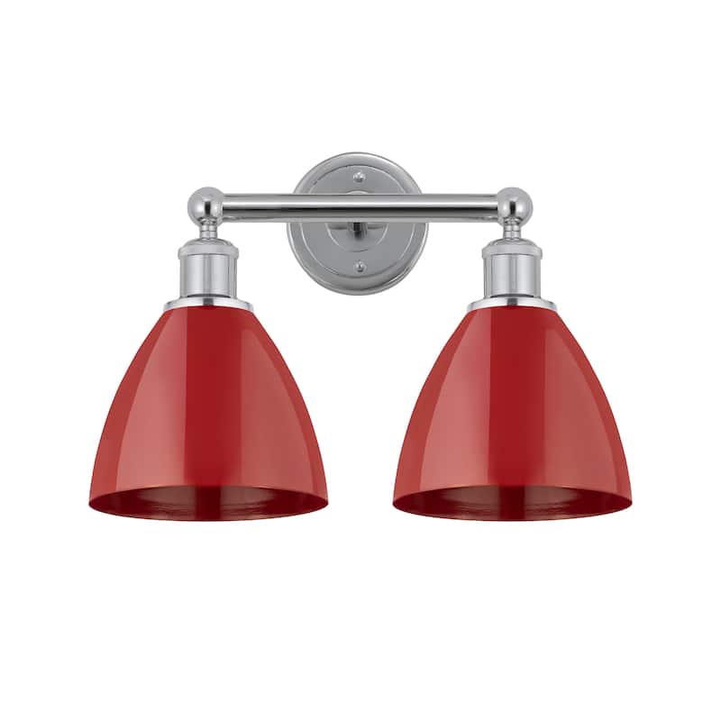 Innovations Lighting Plymouth Dome - 2 Light 17" Bath Vanity Light - Polished Chrome/Red