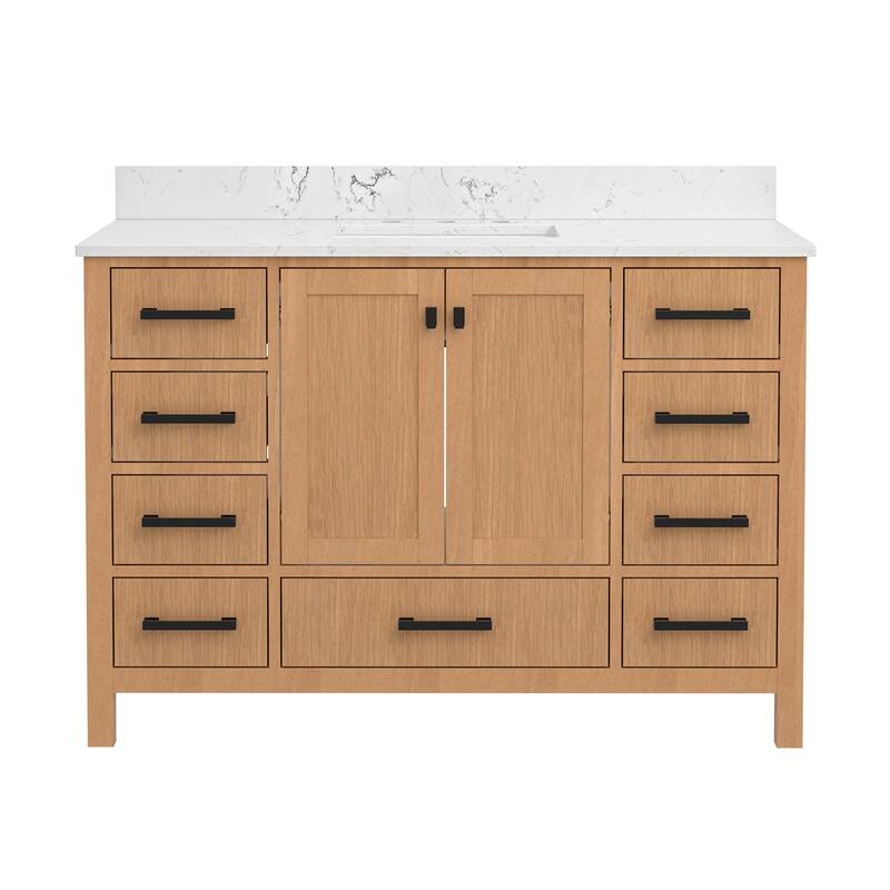 StarrySky 48 inch Undermount Single Sink Bathroom Vanity with Engineered Carrara Marble Top