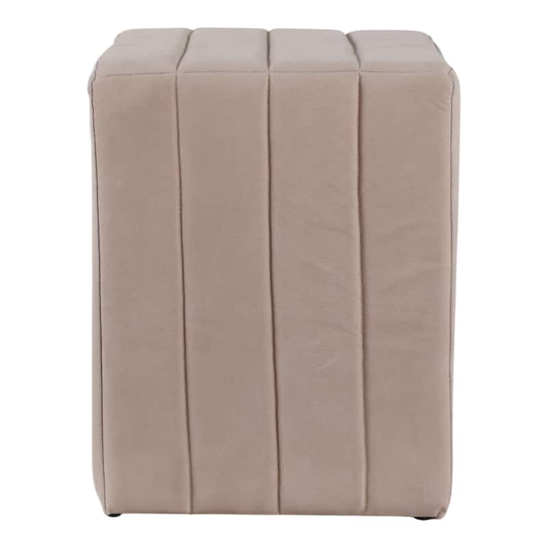 Suede Ottoman Square Compact Pouf Footstool Luxury Accent - 19" Tan